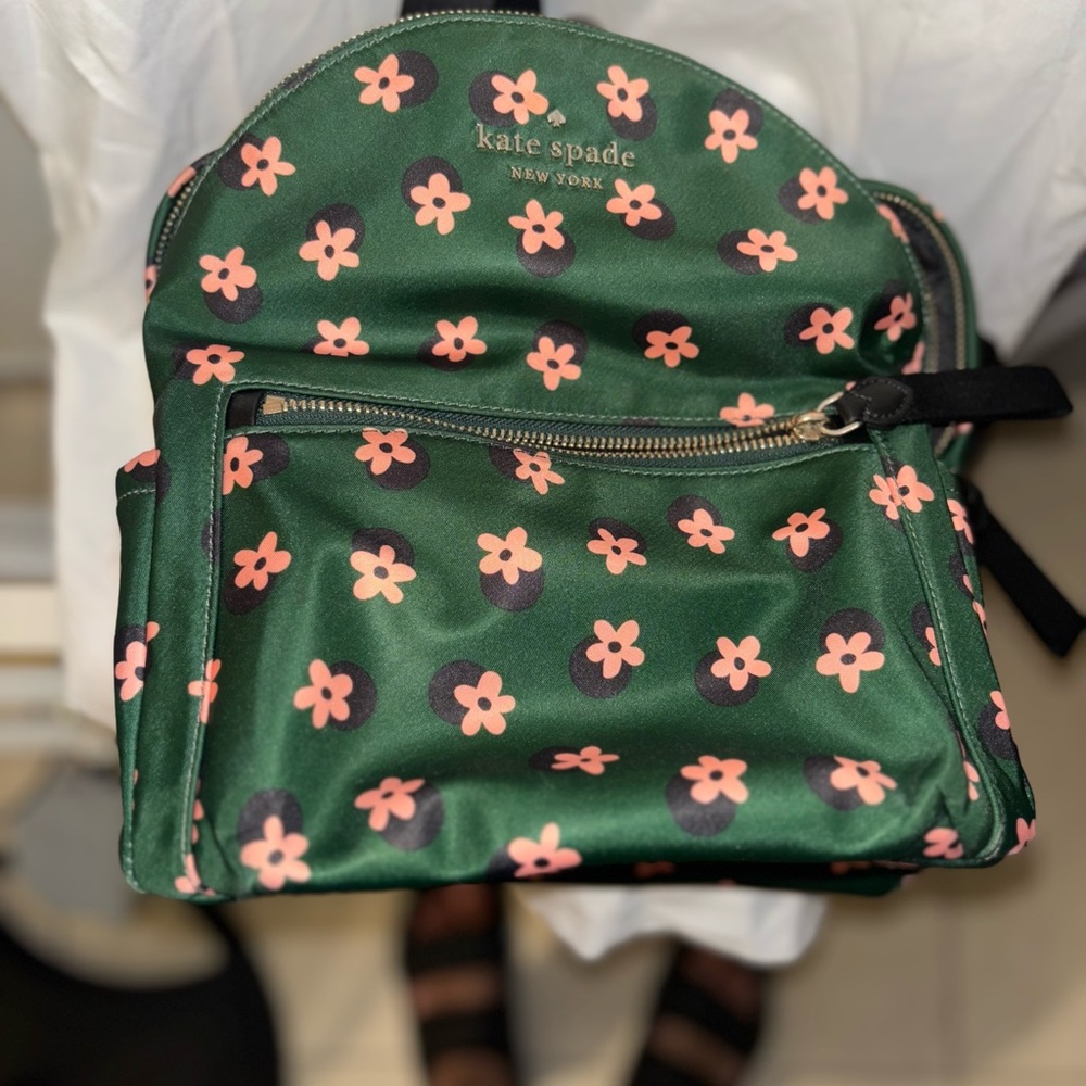 Kate Spade Backpack in Green with Pink Floral